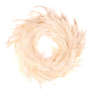 Feather wreath Peacock NORDIAN, white bleached, Ø16"/40cm