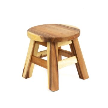 Wooden stool NANNATI made of wood, natural, 10"/25cm, Ø10"/26cm
