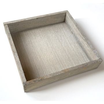 Square decorative wooden tray MARTAL, natural lightly whitewashed, 12"x12"x1.6"/30x30x4cm