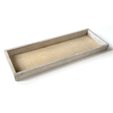 Rectangular decorative wooden tray MARTAL, natural-lightly whitewashed, 24"x8"x1.6"/60x20x4cm